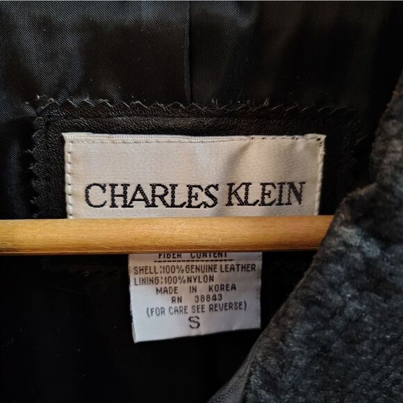 Charles Klein Vintage Long Leather Jacket  Duster Trench Generous Size Small - Picture 3 of 8